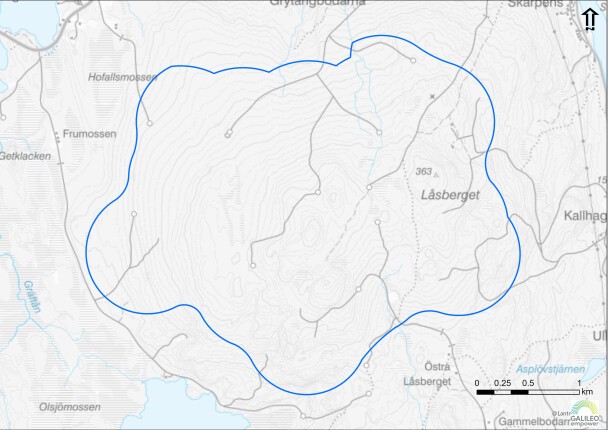 Karta över utredningsområdet, vindpark Låsberget
